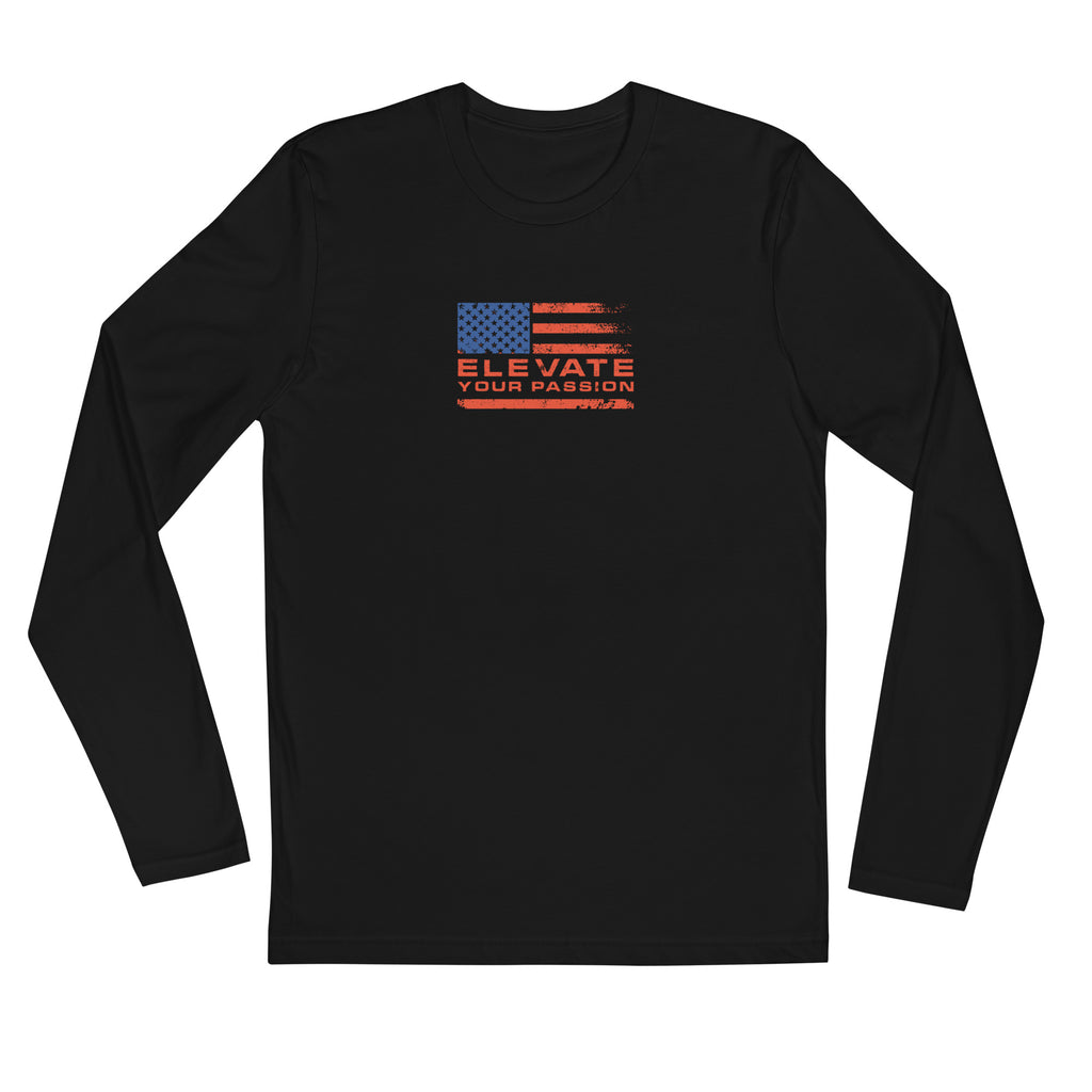 Long Sleeve Fitted Crew-Elevate Your Passion America | Be Proud Of Your Country