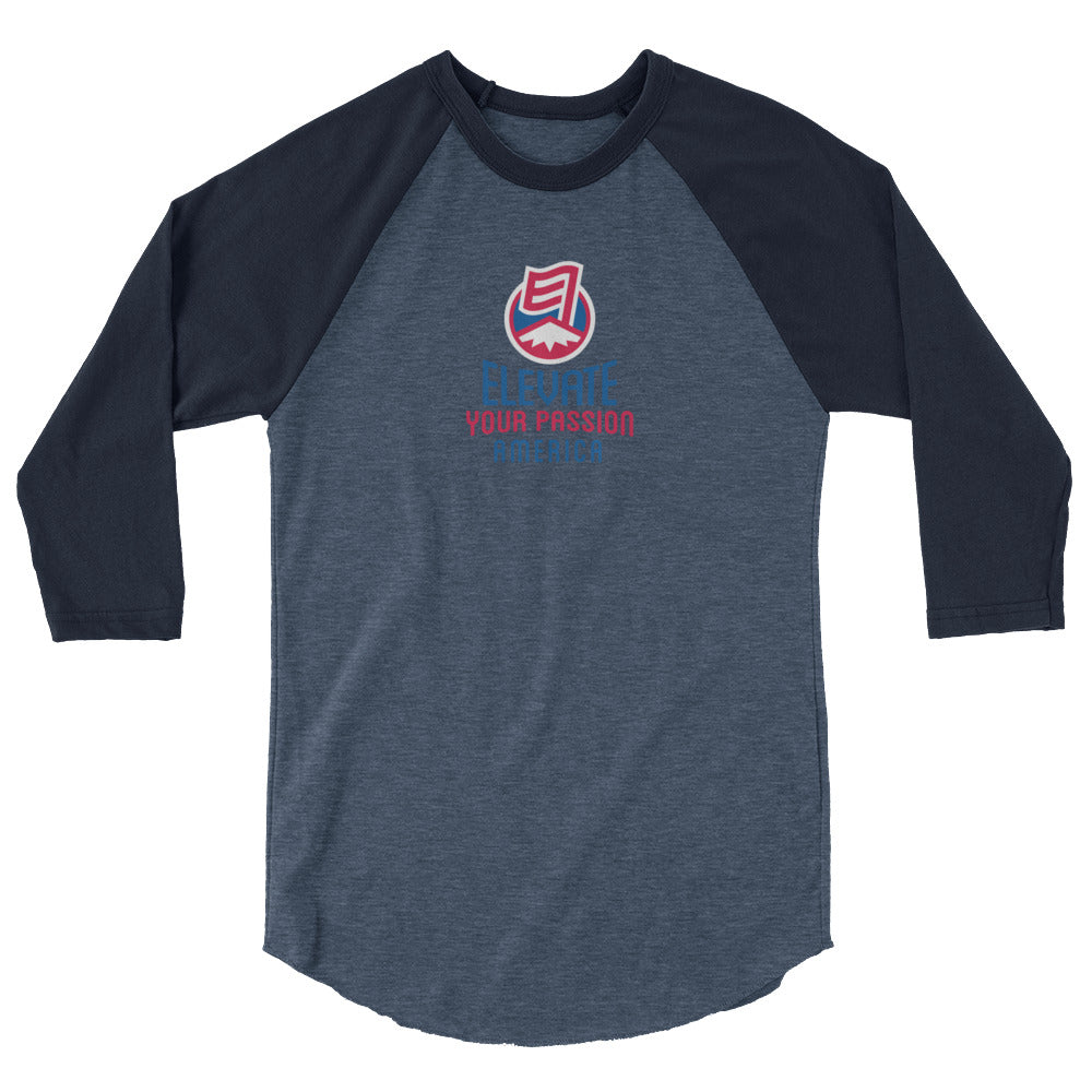 3/4 sleeve raglan shirt-Elevate Your Passion America | Be Proud Of Your Country
