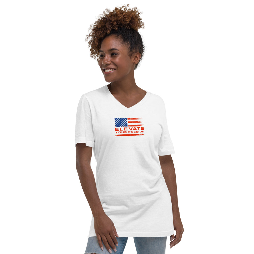 Unisex Short Sleeve V-Neck T-Shirt-Elevate Your Passion America | Be Proud Of Your Country