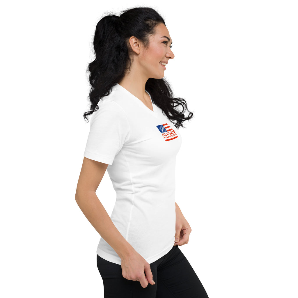 Unisex Short Sleeve V-Neck T-Shirt-Elevate Your Passion America | Be Proud Of Your Country